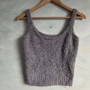 Skims Cozy Knit Tank Top Bralette S/M Smoke Color